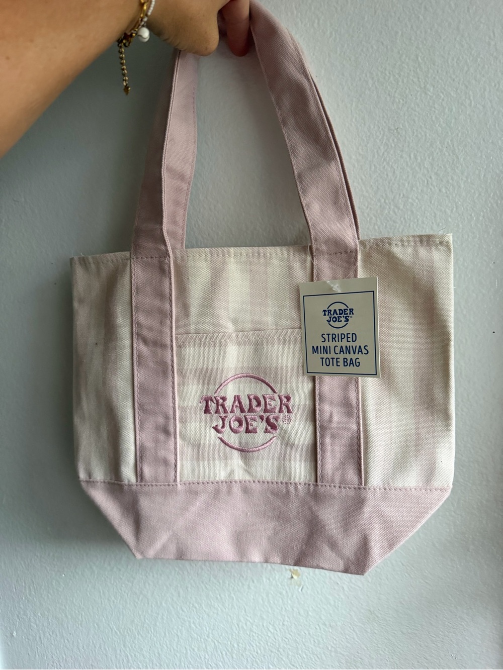 Trader Joe's Pink Canvas Mini Tote Bag